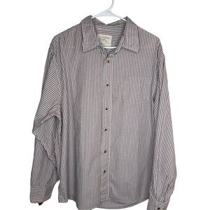 WRANGLER Men's XL White Red Striped Western Cotton Long Sleeve Button Down Shirt